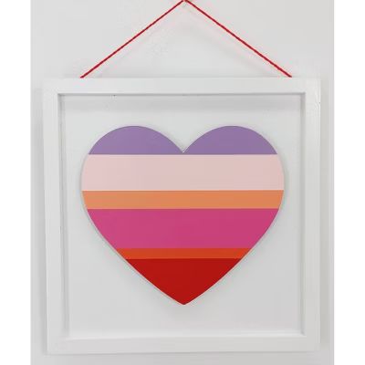 Standing Stripe Heart Valentine&#39;s Day Sign White/Pink/Orange - Spritz&#8482; | Target