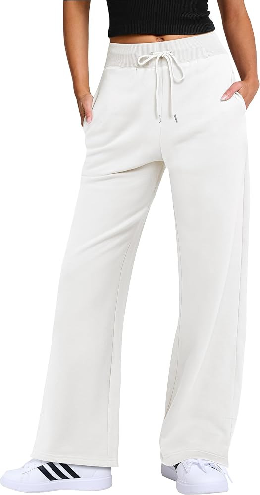 ANRABESS Women's Wide Leg Pants High Waist Drawstring Sweatpants Joggers with Pockets | Amazon (US)