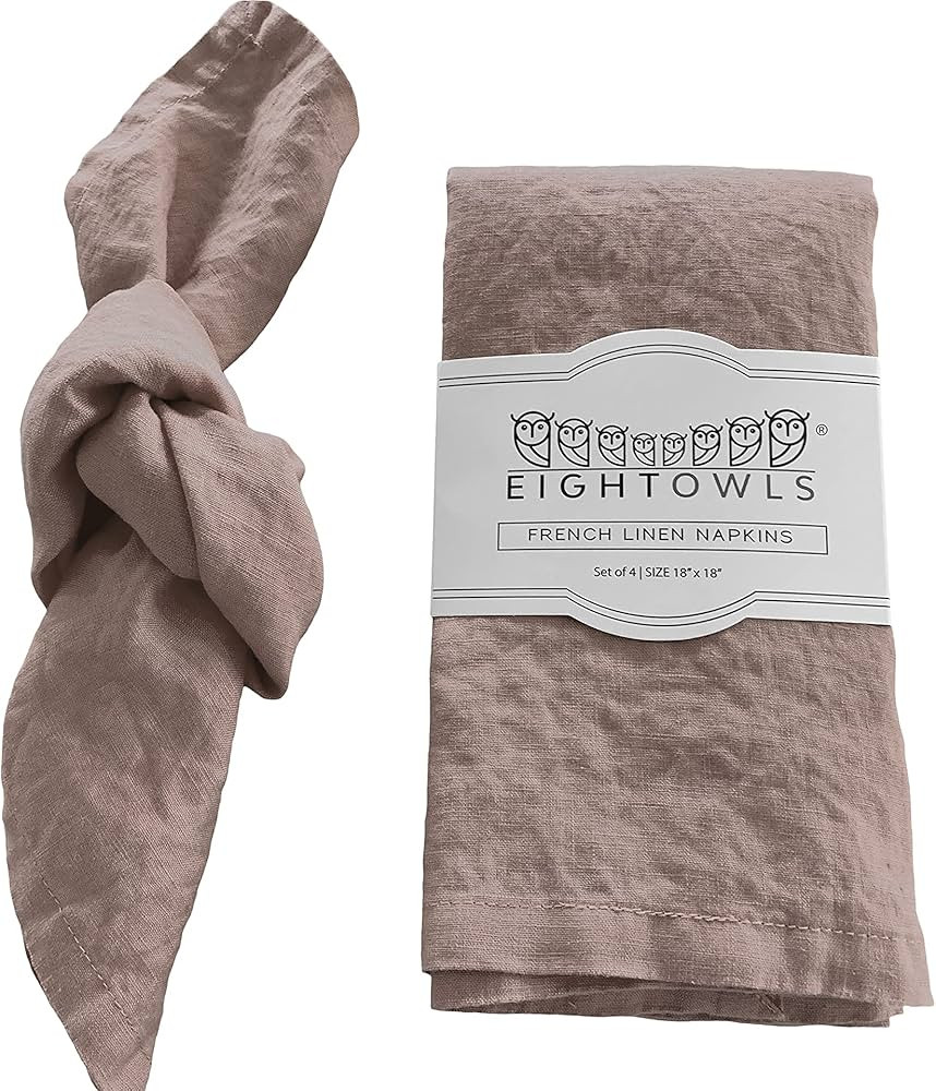 Linen Napkins –100% French Flax – Stonewashed Pure Linen Cloth Napkins - Size 18 Inch x 18 In... | Amazon (US)