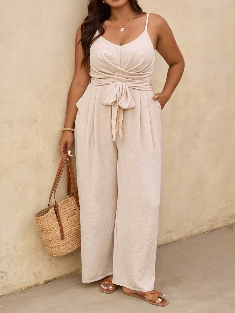 Elaquor Plus Size Casual Vacation Crisscross Strap Jumpsuit Romper,Business Casual Woman | SHEIN