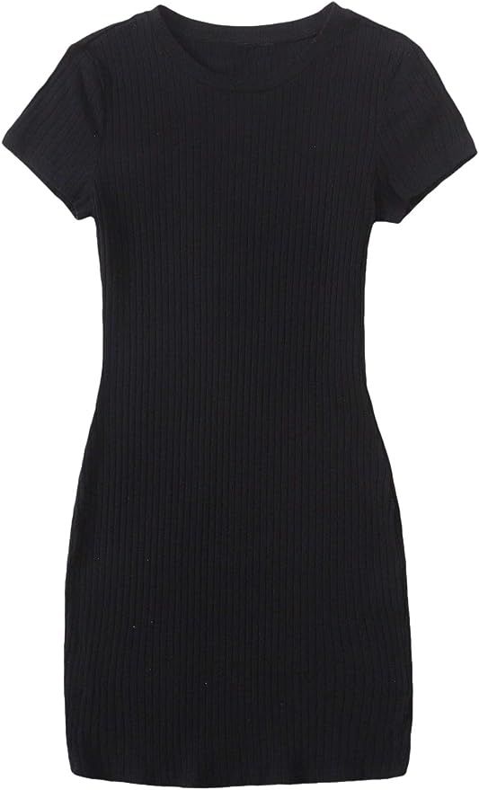 Floerns Women's V Neck Short Sleeve Knit Bodycon Dress | Amazon (US)