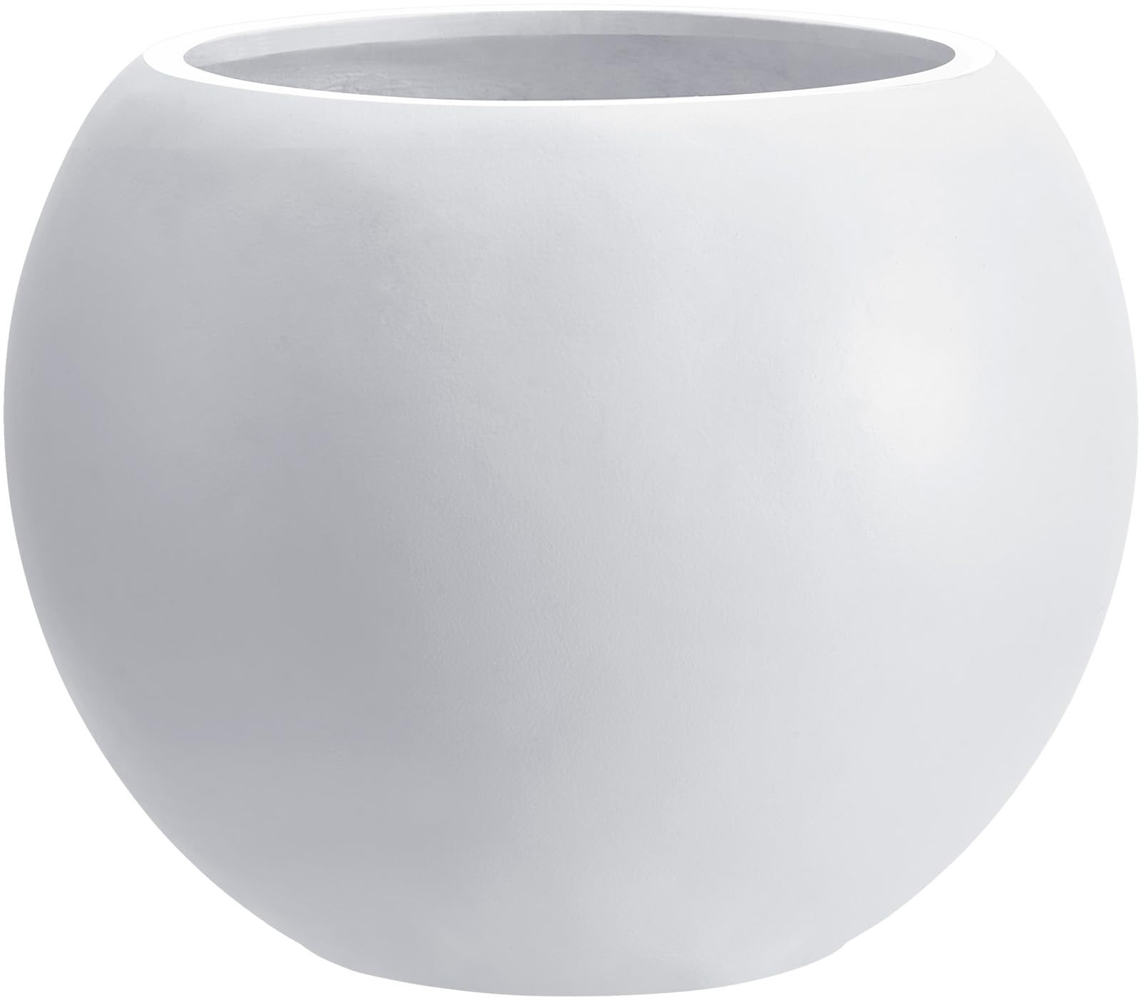 13.5 H x 17" Dia (12" Pot Opening) White Round Fiberstone Tall Planter with Drainage Hole, Indoor... | Amazon (US)