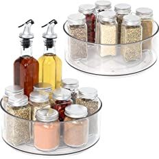 Lazy Susan - 2 Pack Round Plastic Clear Rotating Turntable Organization & Storage Container Bins ... | Amazon (US)