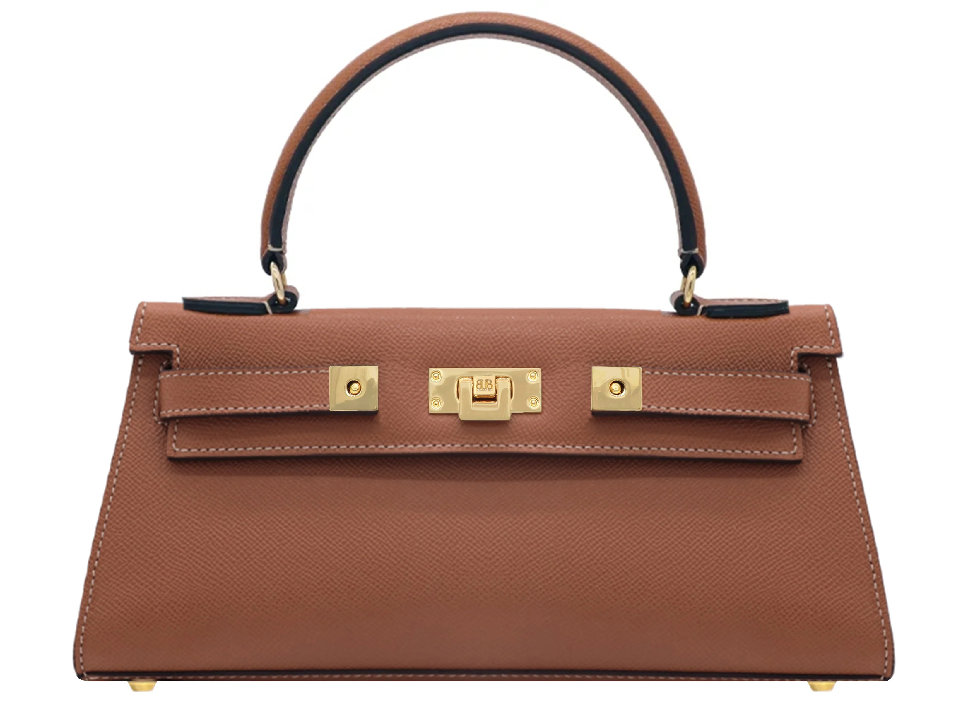Maya East West Dolomite Pebble Print Calf Leather Handbag - Tan | Lalage Beaumont