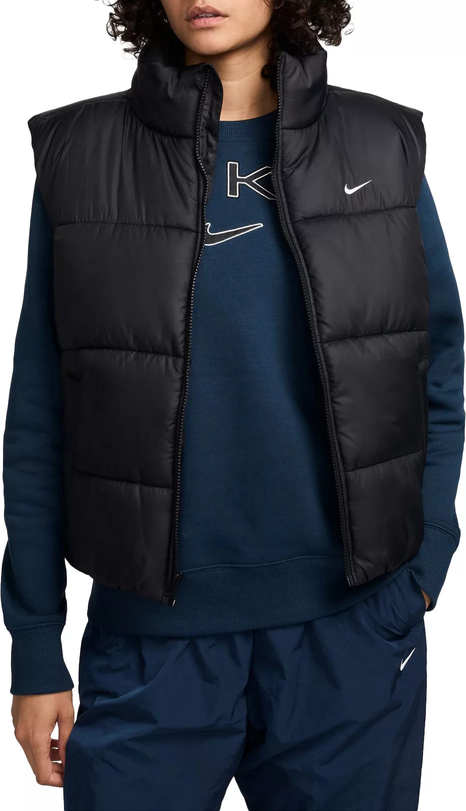 Nike Women's Sportswear Classic Puffer Therma-FIT Loose Vest, XS, Black | DICK'S Sporting Goods