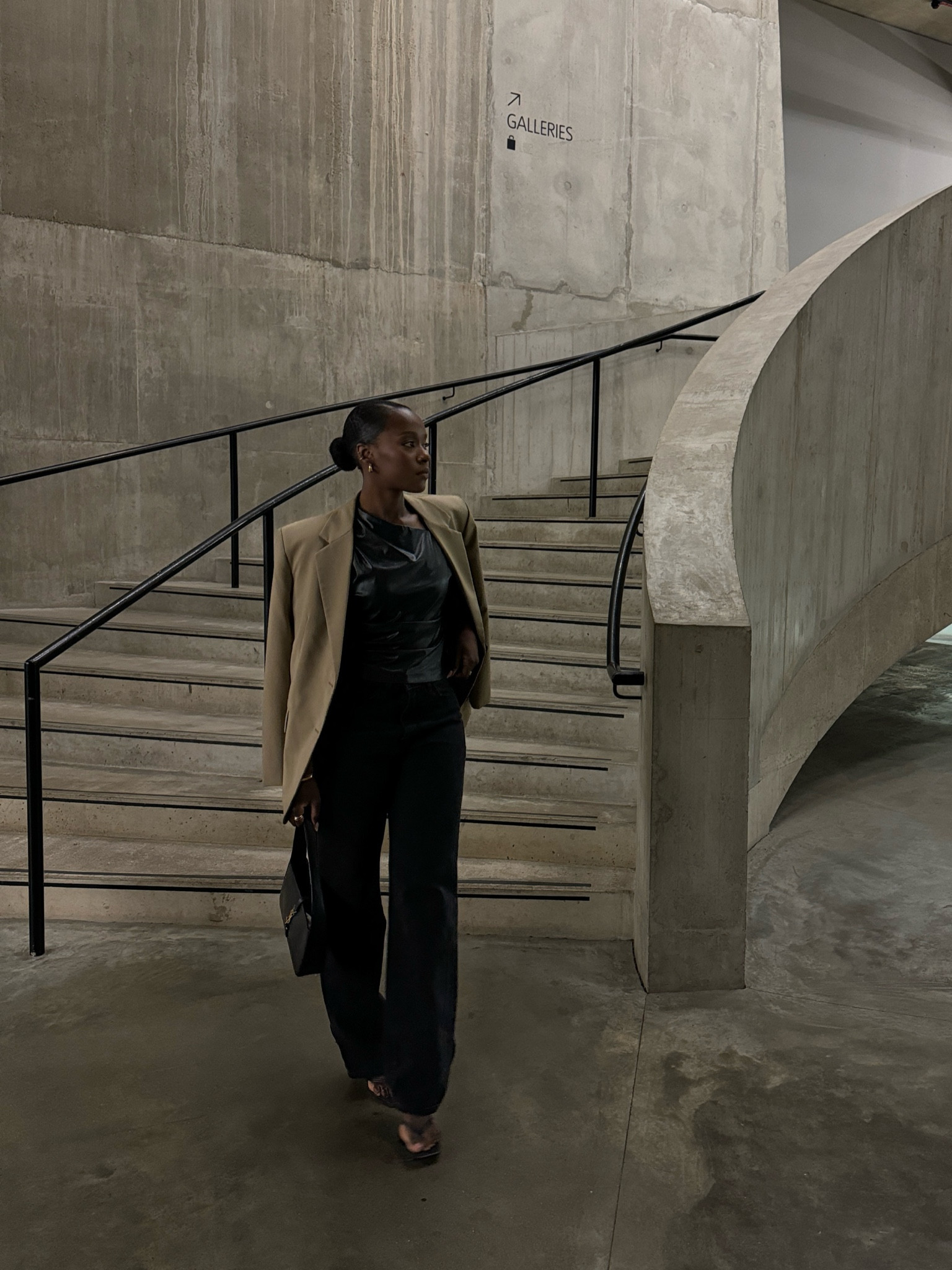 Neutral outfit, black leather top, camel blazer, asos, mango, black wide leg jeans, black sandals, YSL hobo bag 

#LTKuk #LTKspring #LTKstyletip