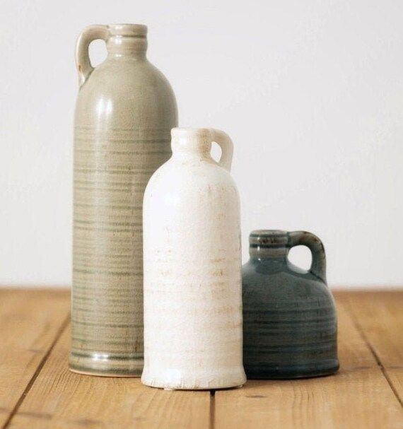 Set  Glazed Ceramic Vase  Mantle Decor  Shelf Styling  - Etsy | Etsy (US)