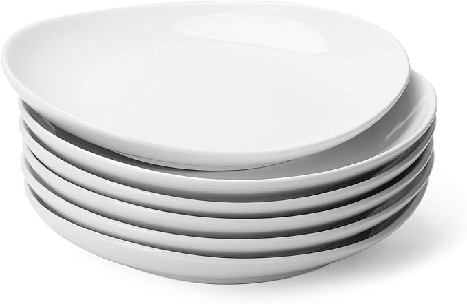 Sweese 151.001 White Dessert Plates 7.8 Inch - Porcelain Modern Curve Square Salad Plate Set of 6... | Amazon (US)