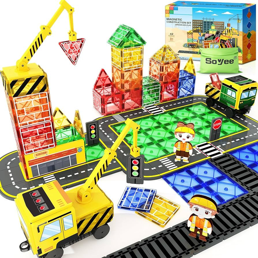 Magnetic Tiles with 2 Cranes, Magnetic Construction Toys STEM Building Toys | Amazon (US)