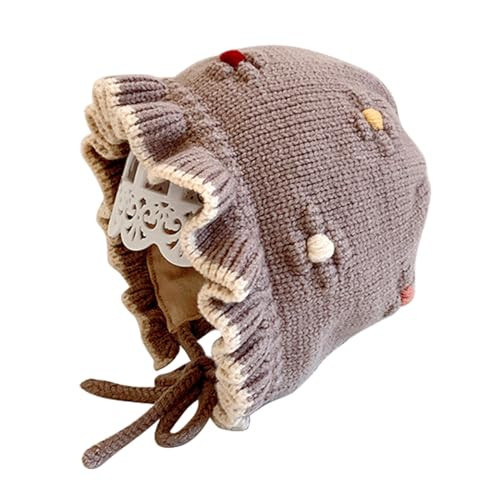 HOOLCHEAN Baby Girls Bonnet Double Layer Cotton Yarn Knitted Hat for Autumn Winter 6-24 Months, Khaki | Amazon (US)