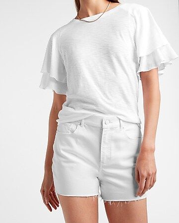 Taffeta Sleeve Crew Neck Tee | Express