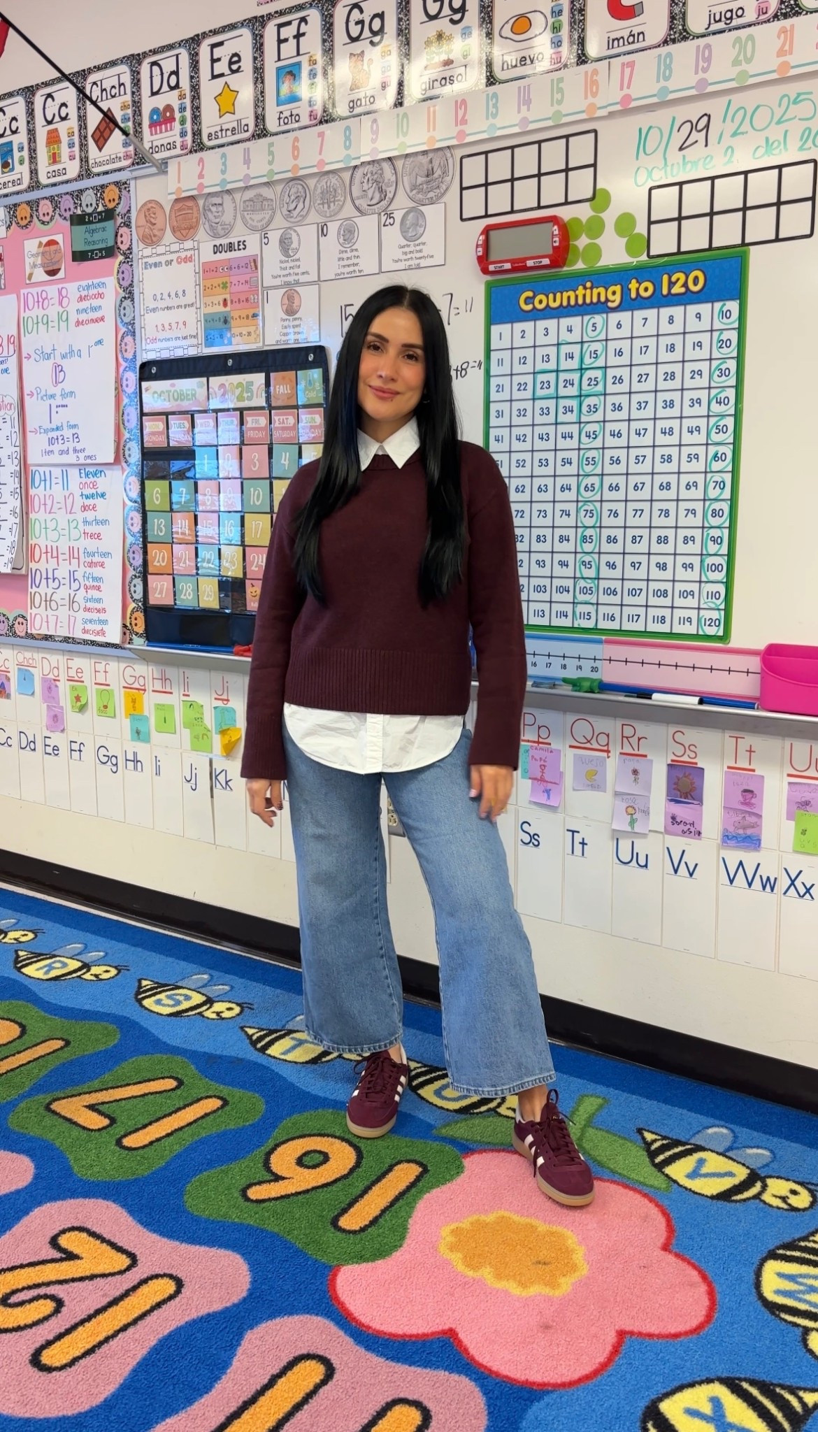 🍷 Burgundy monochrome vibes 🤍White button-up shirt outfit 🤍 • Burgundy sweater outfit 🍷 • Wide leg jeans outfit 👖 • Burgundy Adidas sneakers 👟 • Matching outfit inspo 🍁 • Neutral fall outfit • Teacher outfit idea ✨ • Cozy chic fall style 🤎 • Minimal fall outfit aesthetic • LTK fall fashion finds ☕️

#LTKSeasonal #LTKU #LTKFindsUnder50