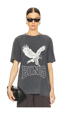 ANINE BING Lili Retro Eagle Tee in Washed Black from Revolve.com | Revolve Clothing (Global)