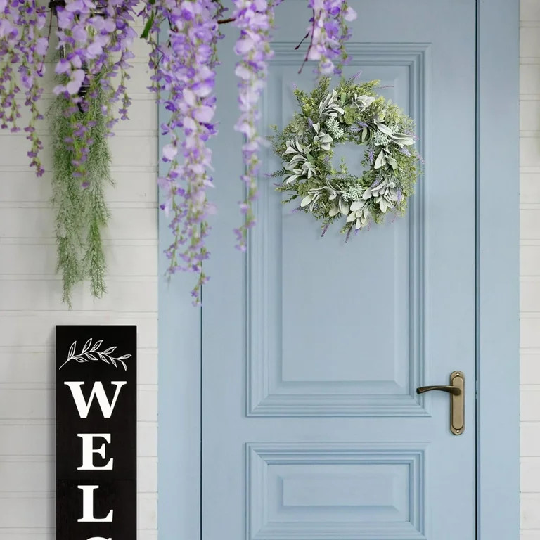 Perfnique Spring Summer Wreaths for Front Door, Lambs Ear Wreath with Lavender, 22'' Silk Flower ... | Walmart (US)