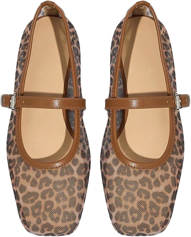 Milumia Summer Leopard Mesh Ballet Flats for Women Comfortable Dressy Work | Amazon (US)
