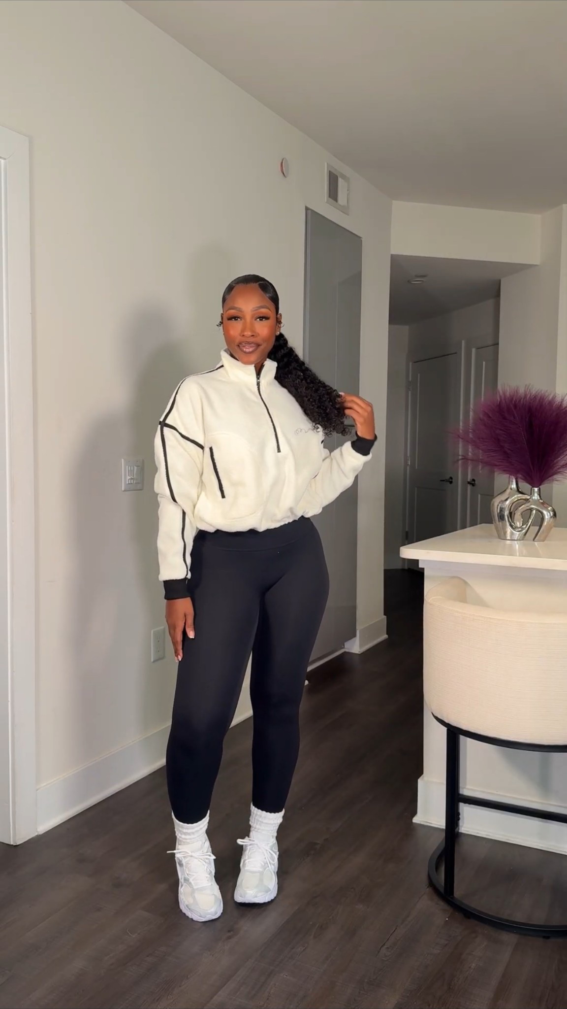 Upgraded my gym wear with these cute new white Nikes and fleece coat 🤍 don’t let this cold weather stop you from going to the gym ladies 💁🏽‍♀️ 

#LTKActive