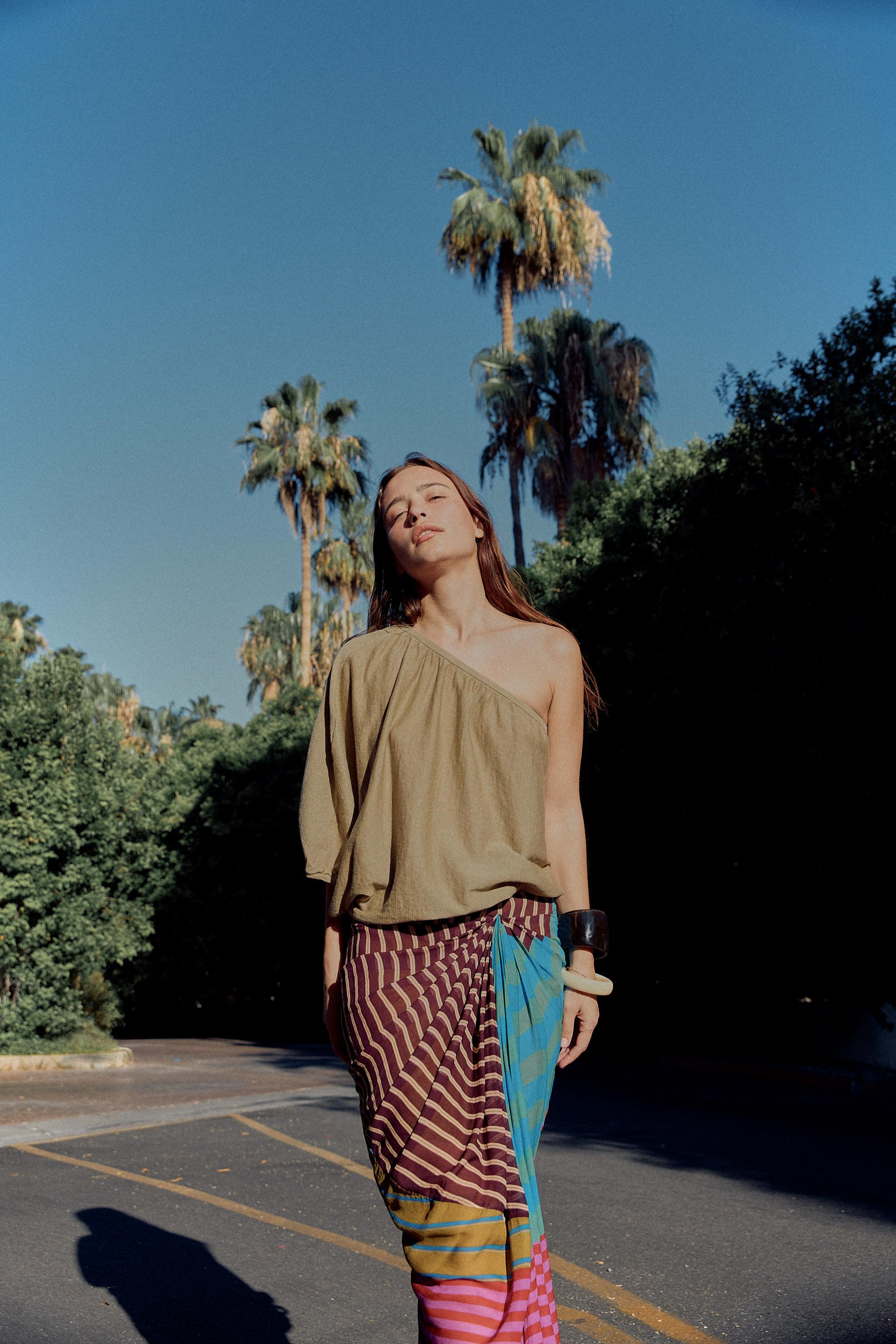 DRAPED STRIPED PAREO SKIRT | Zara UK