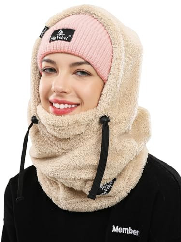 Shy Velvet Balaclava Ski Mask Wind-Resistant Winter Face Mask,Fleece Ski Mask for Men and Women,Sherpa Hood Winter Hats for Women | Amazon (US)
