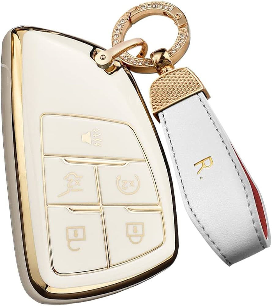SANRILY Golden-edge Key Fob Cover for Buick Envision 2021 2022 for Chevy Suburban Tahoe Silverado... | Amazon (US)