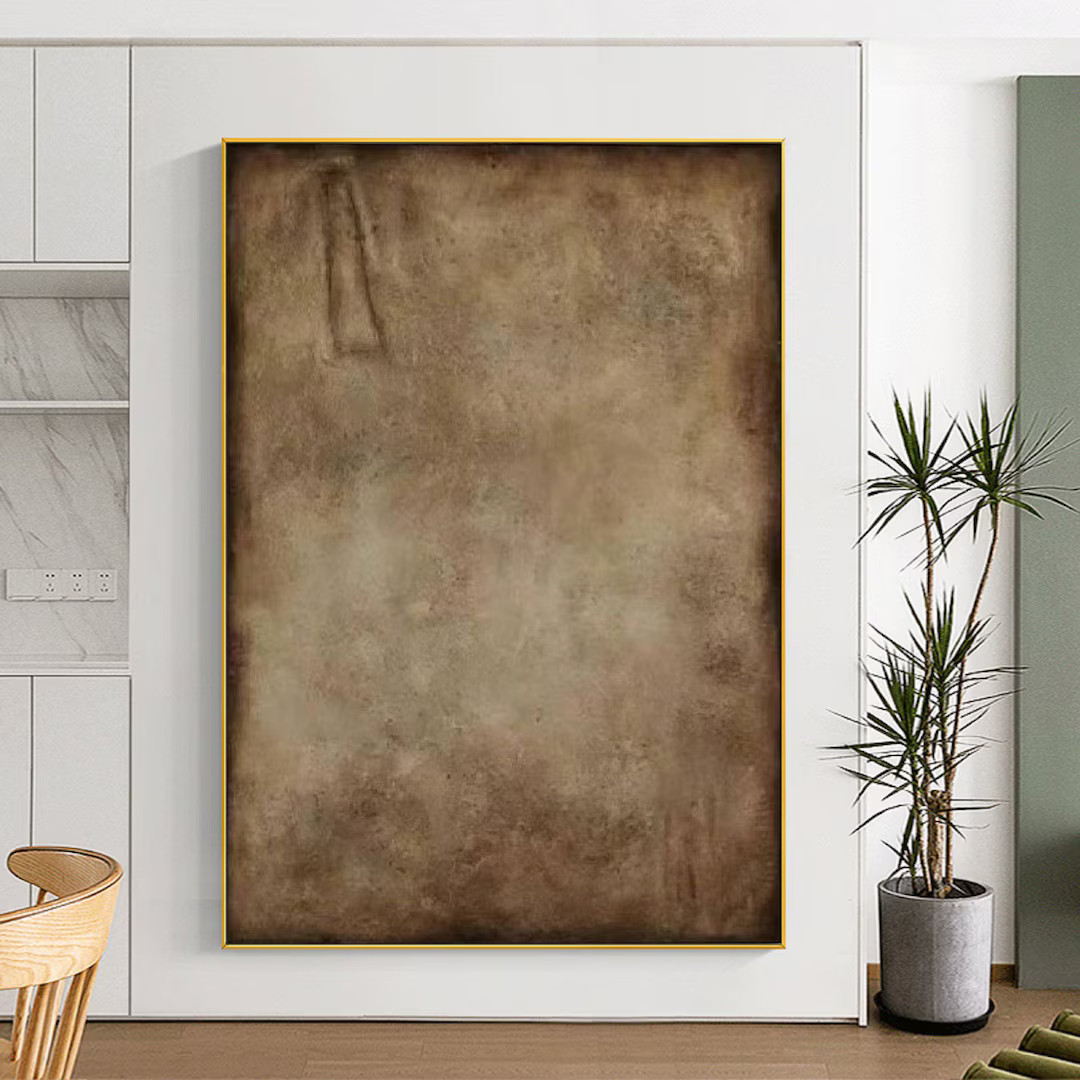 Brown Abstract Painting Wabi Sabi Wall Art Brown Minimalist Painting Neutral Brown Abstract Art L... | Etsy (US)