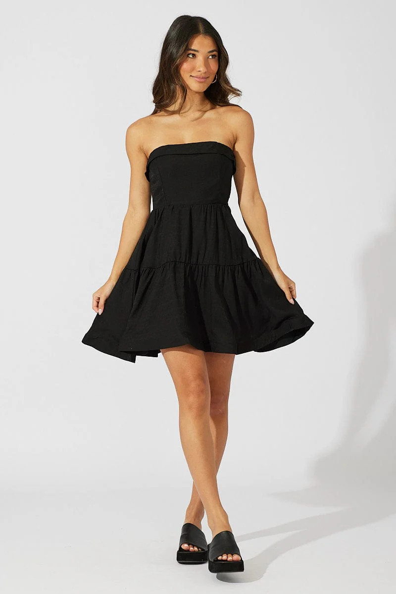 Black Fit and Flare Dress Strapless | Ally Fashion (US, Australia & New Zealand)