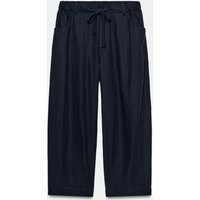 Zara - Zw Collection Herringbone Textured Pants - Navy Blue - Xs - Woman | Zara US