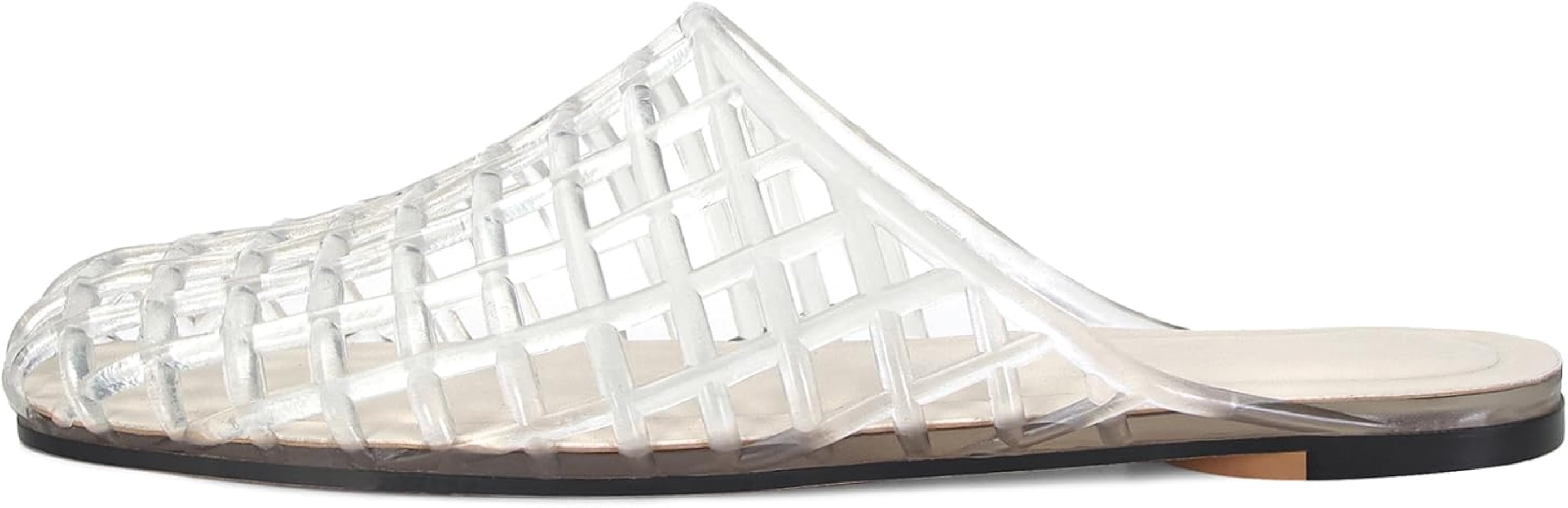 Women's Red Jelly Mesh Slides, Comfortable Flat Slip On Sandals, Casual Summer Beach Slippers | Amazon (US)