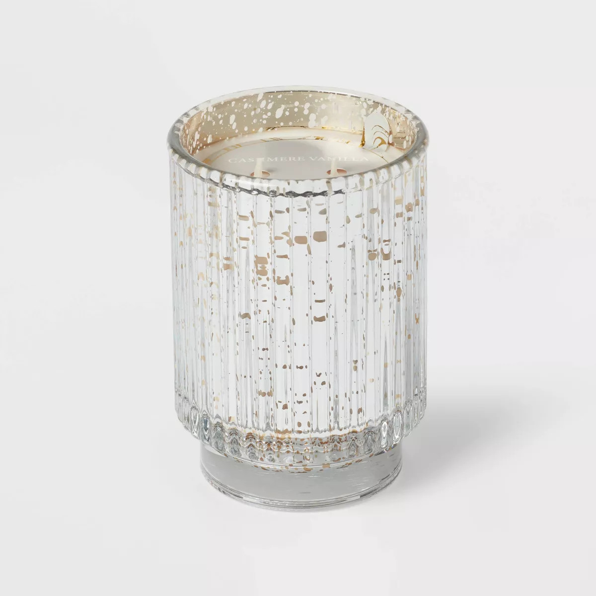 Ribbed Mercury Glass Cashmere Vanilla Footed Jar Candle Silver - Threshold™ | Target