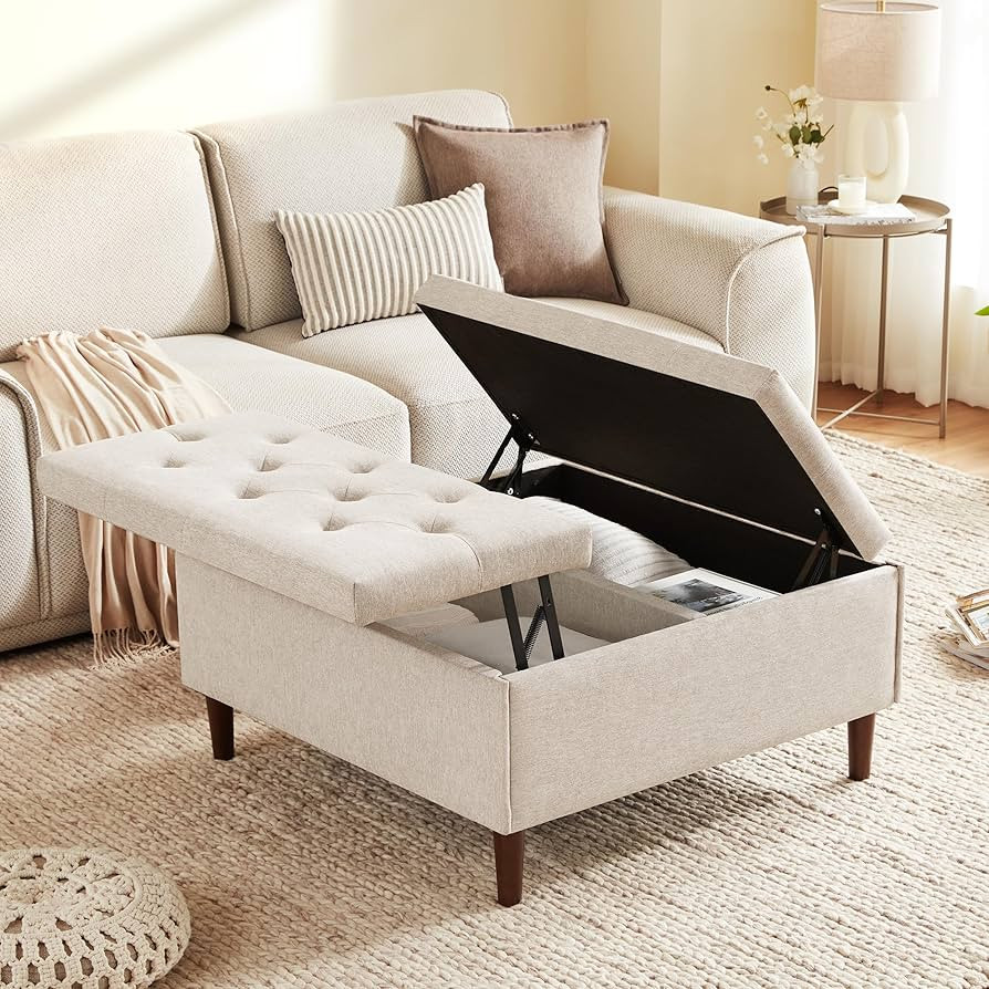 35 Inch Extra Large Storage Ottoman Coffee Table with Lift Top, Oversized Square Ottoman with Sto... | Amazon (US)