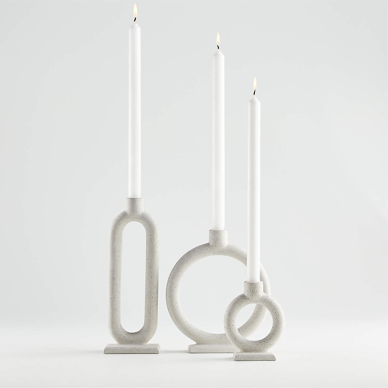 Lorin Cement Taper Candle Holders, Set of 3 + Reviews | Crate & Barrel | Crate & Barrel