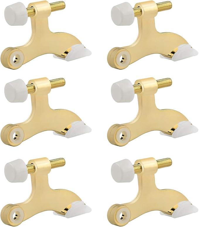 HOMOTEK 6 Pack Hinge Pin Bright Brass Door Stopper, Gold Door Stops, Adjustable Deluxe Heavy Duty... | Amazon (US)