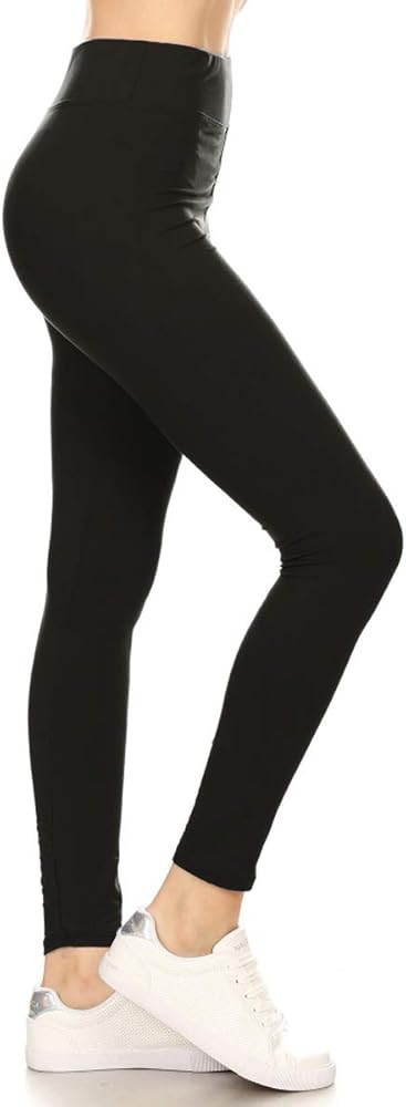 High Waisted Solid Yoga Leggings | Amazon (US)