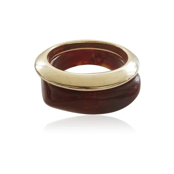 Time and Tru Women's Resin and Metal Square Bangle Set In Gold Plated Color | Walmart (US)