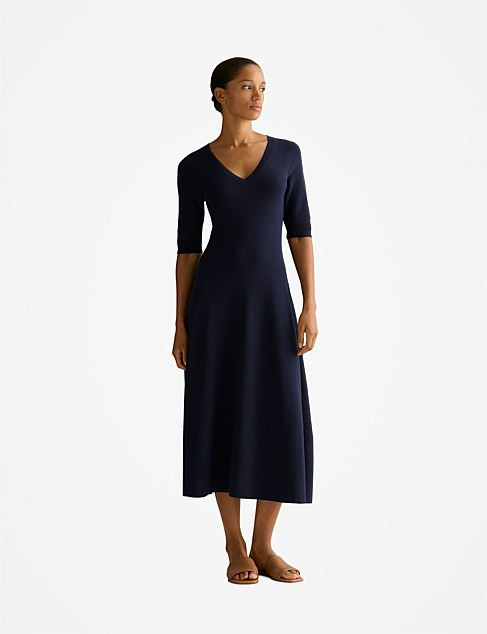 Merino Blend V Neck Knit Dress | David Jones (Australia & New Zealand)