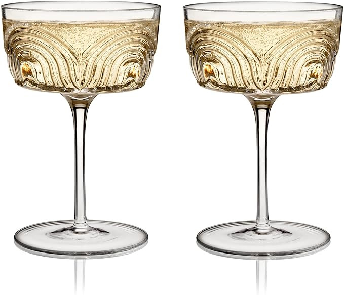 Viski Beau Cocktail Coupe Glasses, Unique Cocktail Glasses Crystal Drinkware, 7.5oz. Cocktail Gla... | Amazon (US)