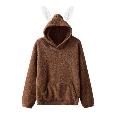 Avamo Womens Fuzzy Fleece Hooded Pullover Tops Winter Sherpa Sweatshirt Plus Size Hoodies Coat Outwe | Walmart (US)
