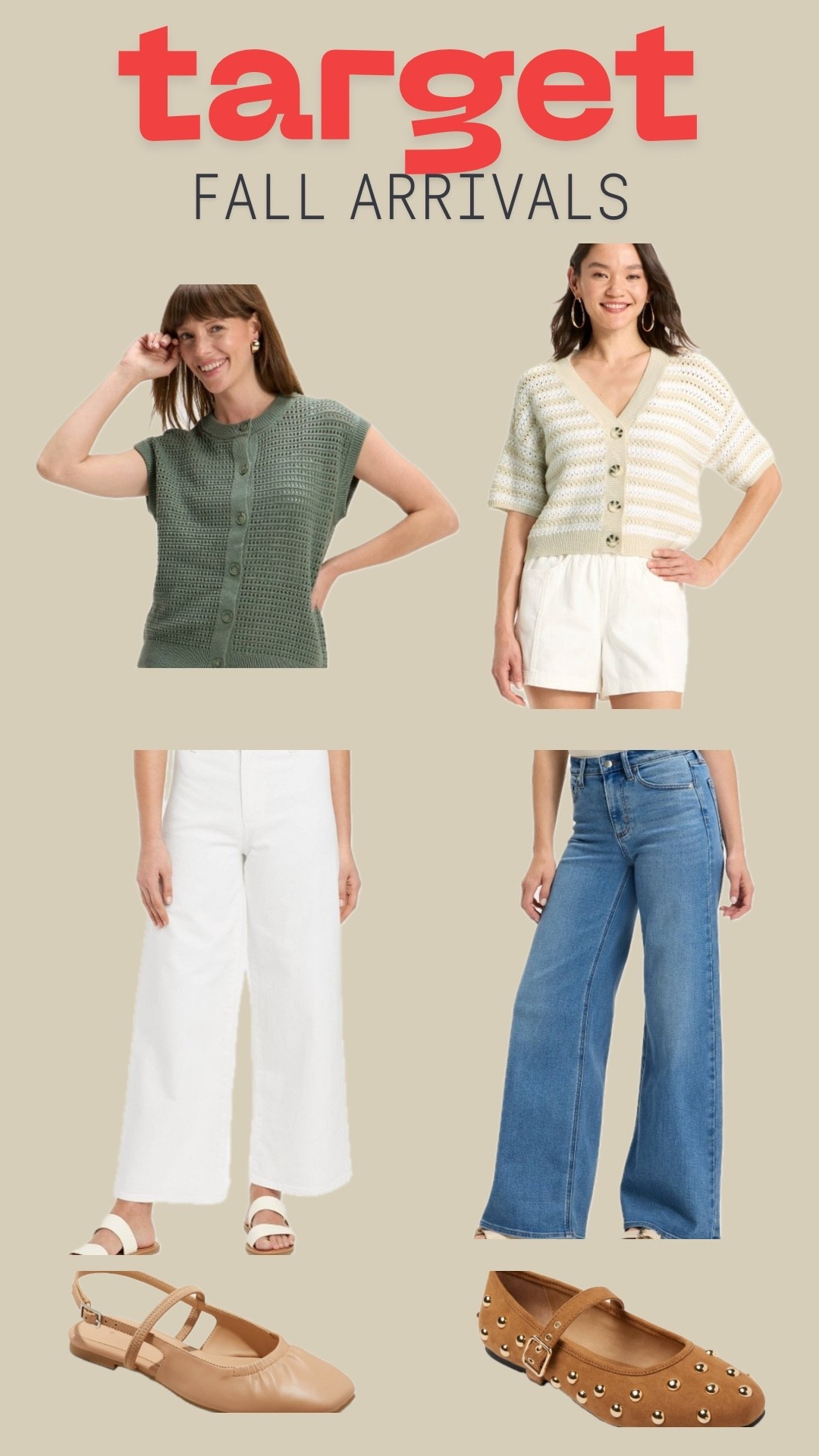 🍂 FALL FINDS FROM TARGET 🍂
Target is killing it with these new fall arrivals and I’m here for the cozy textures + neutral vibes 😍

🧶 Knits that are lightweight enough to wear now but layer perfectly later
👖 Wide-leg pants that give effortless cool
👡 Fall-ready flats that go with everything (how CUTE are those studded Mary Janes?!)

Linked everything in my LTK! Save this for your next Target run 🛒✨
#TargetStyle #FallFashion #LTKFall #LTKBackToSchool #AffordableFashion #TargetFinds #LTKUnder50

#LTKFindsUnder50 #LTKStyleTip #LTKautumn