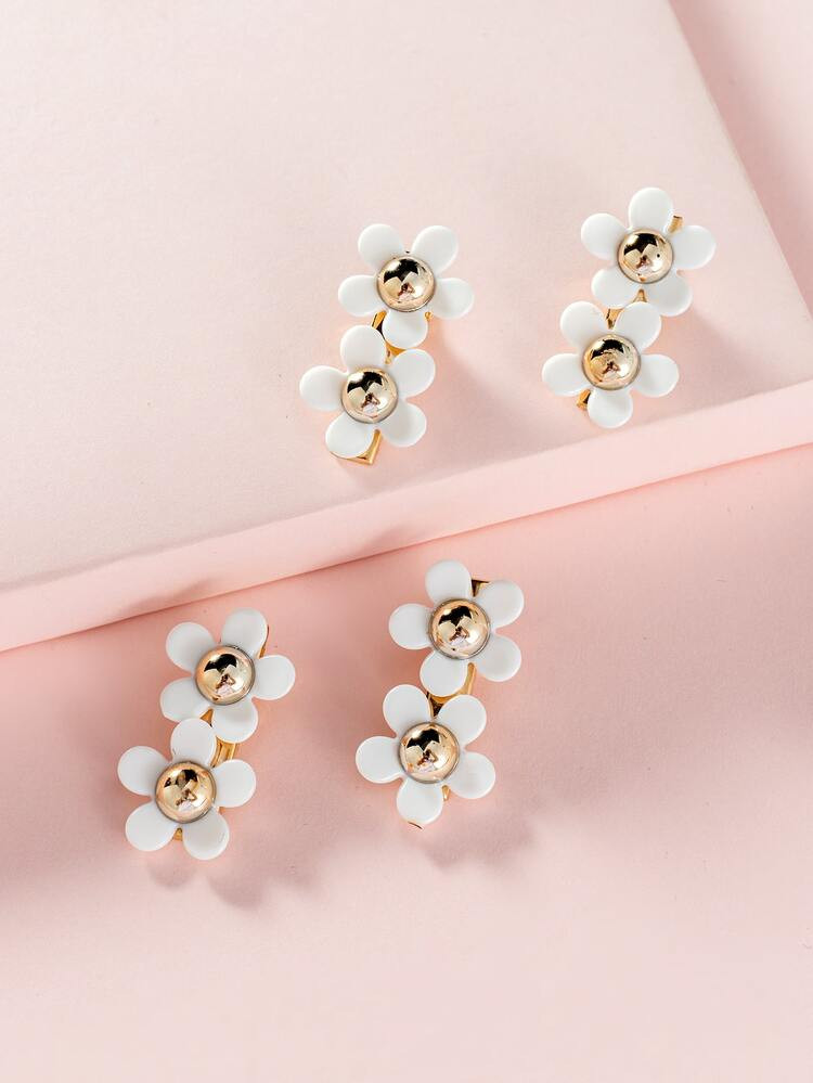 4pcs Toddler Girls Flower Decor Hair Clip | SHEIN