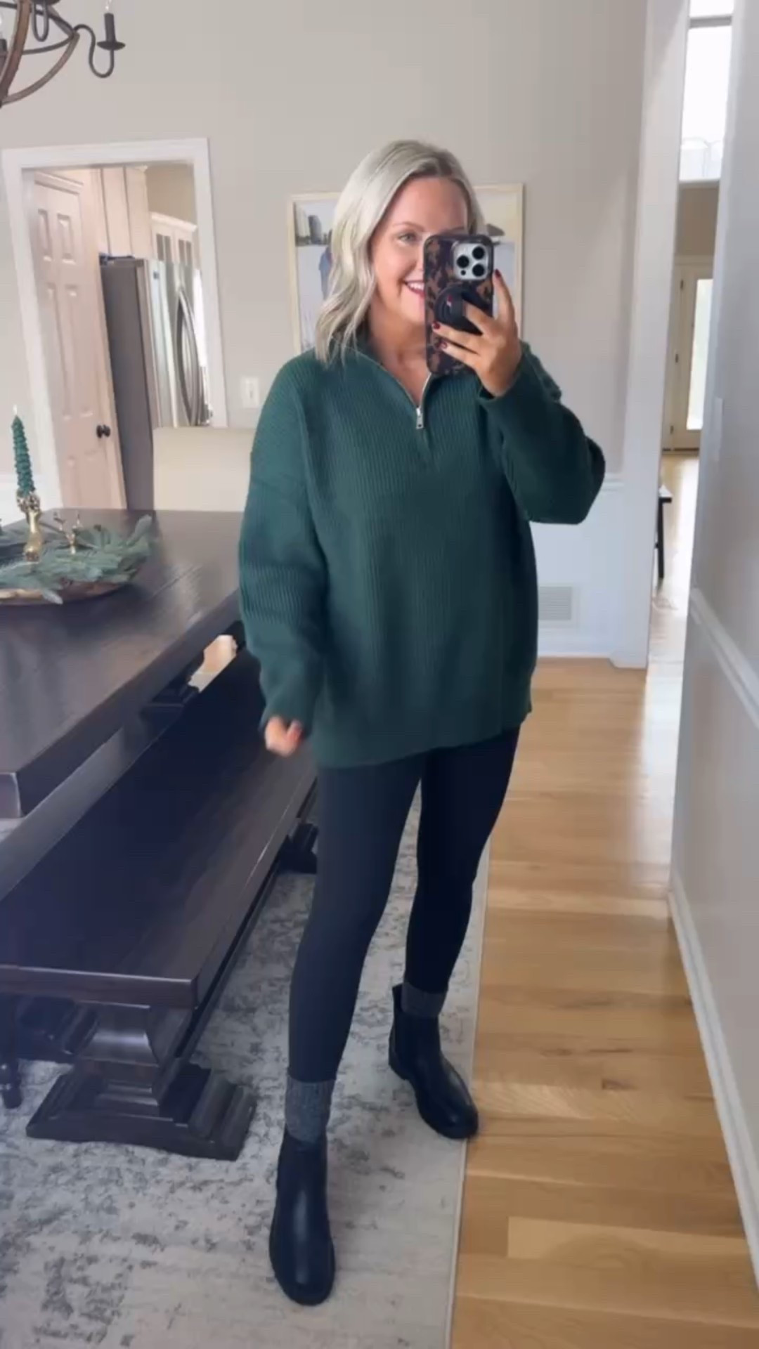  Cozy and legging friendly OOTD 

Winter outfit Winter style Amazon finds Quarter zip sweater Leggings outfit 

#LTKSeasonal #LTKootd #LTKmomlife