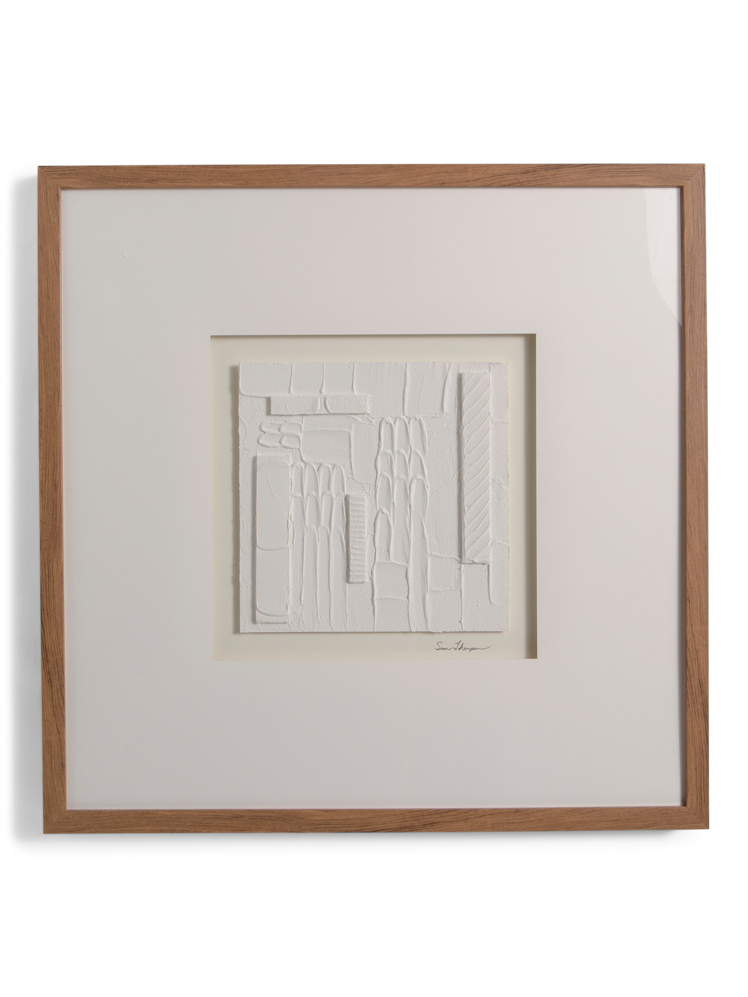 24x24 Plank Risen Plaster Shadowbox Walnut Frame Wall Art | TJ Maxx