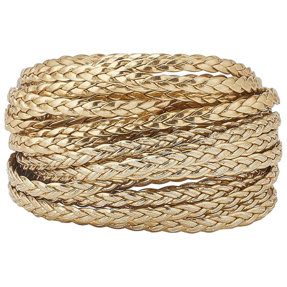 GORGECRAFT 5m Braided Leather Cord 5mm Gold PU Leather Rope 2mm Thick Flat Folded Imitation Leath... | Amazon (US)