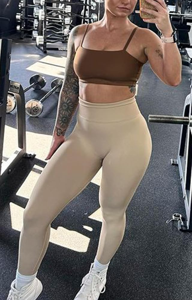 Aoxjox Yoga Outfit for Women Seamless 2 Piece Workout Gym High Waist Leggings with Long Sleeve Cr... | Amazon (CA)