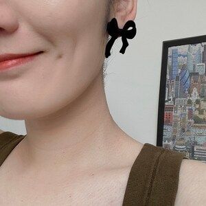 Velvet Bow Earring-black Bow Earring  Navy Bow Earring-velvet | Etsy | Etsy (US)