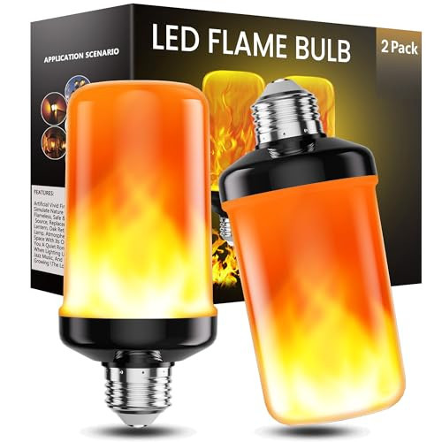 hyrion LED Flame Light Bulbs, 4 Modes Flickering Light Bulbs with Upside Down Effect, E26 Base Flame Fire Lights Bulb for Halloween Christmas Decor Porch Outdoor Indoor Home (2 Pack) | Amazon (US)