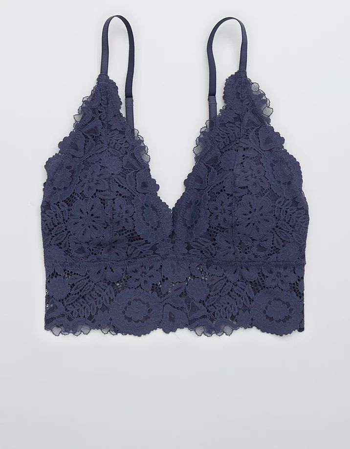 Aerie Bluegrass Lace Padded Plunge Bralette | American Eagle Outfitters (US & CA)