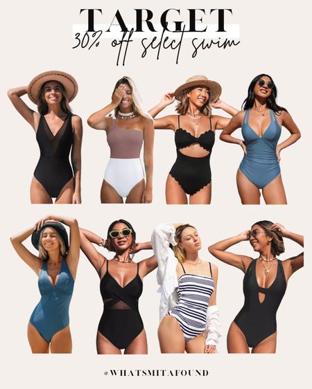 Save 30% on select swimwear at Target! These popular Cupshe swimsuits are all under $35 with the promotion! Cupshe swimsuit, Target swimsuit, one piece swimsuit, v neck swimsuit, cutout swimsuit, plunge neck swimsuit, one shoulder swimsuit, strappy swimsuit, striped swimsuit, black one piece, blue one piece, color block one piece, striped one piece, plunge one piece, mesh one piece, affordable one piece swimsuit, trendy one piece swimsuit 

#LTKswim #LTKsalealert #LTKfindsunder50