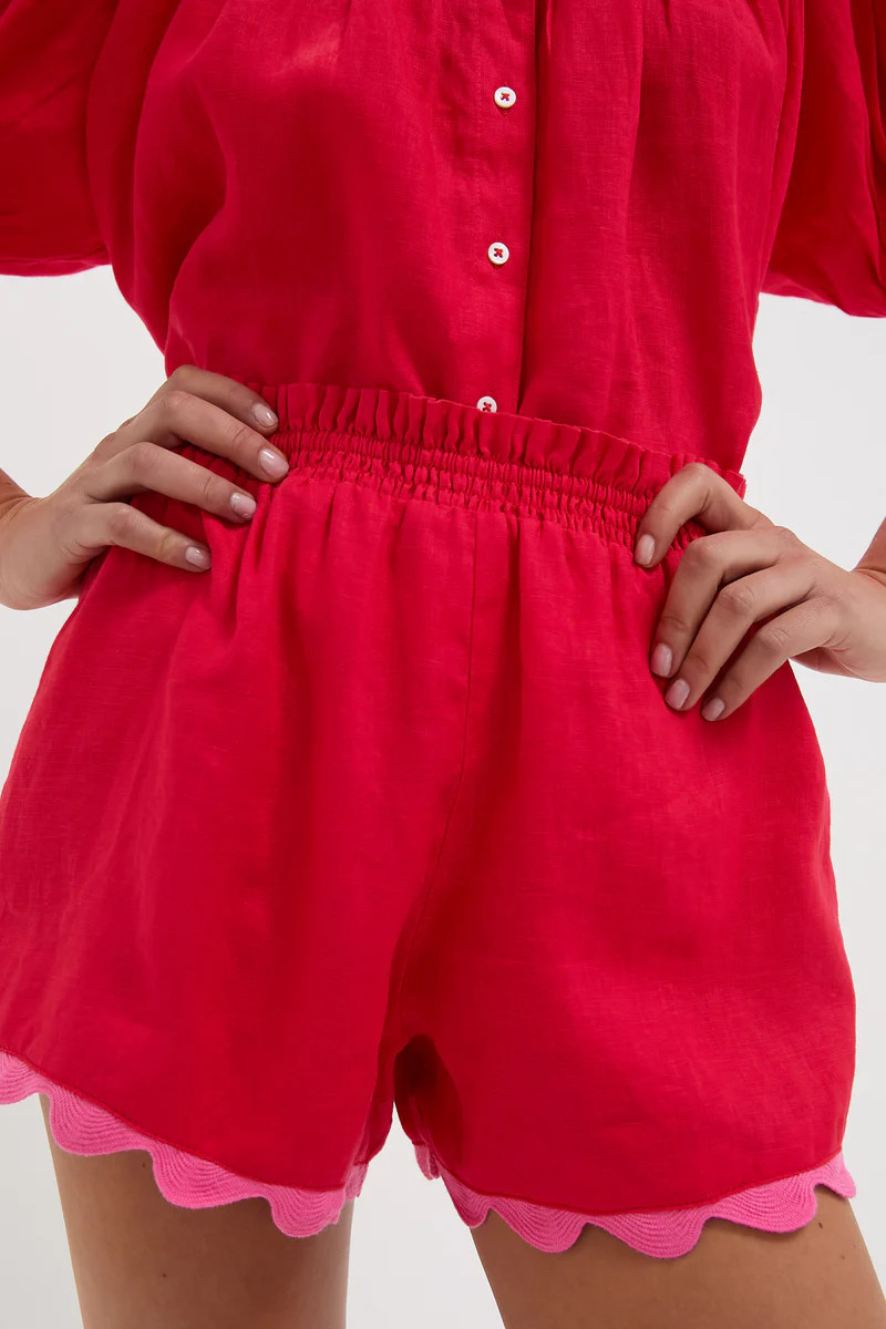 Hibiscus Red Linen Ava Short | Tuckernuck (US)