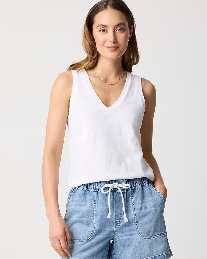 Slub cotton V-neck tank top | J.Crew Factory