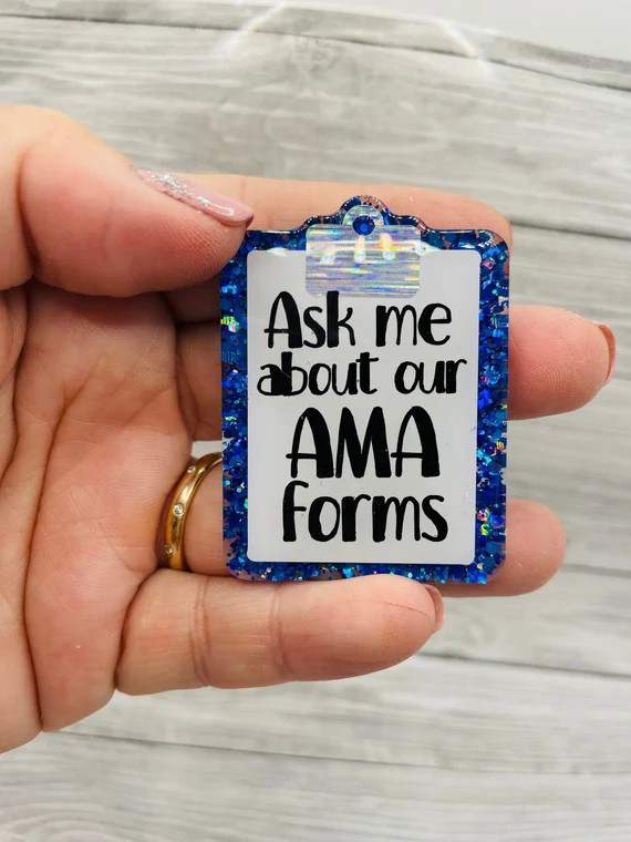 Ask me about our AMA forms badge reel | Etsy (US)