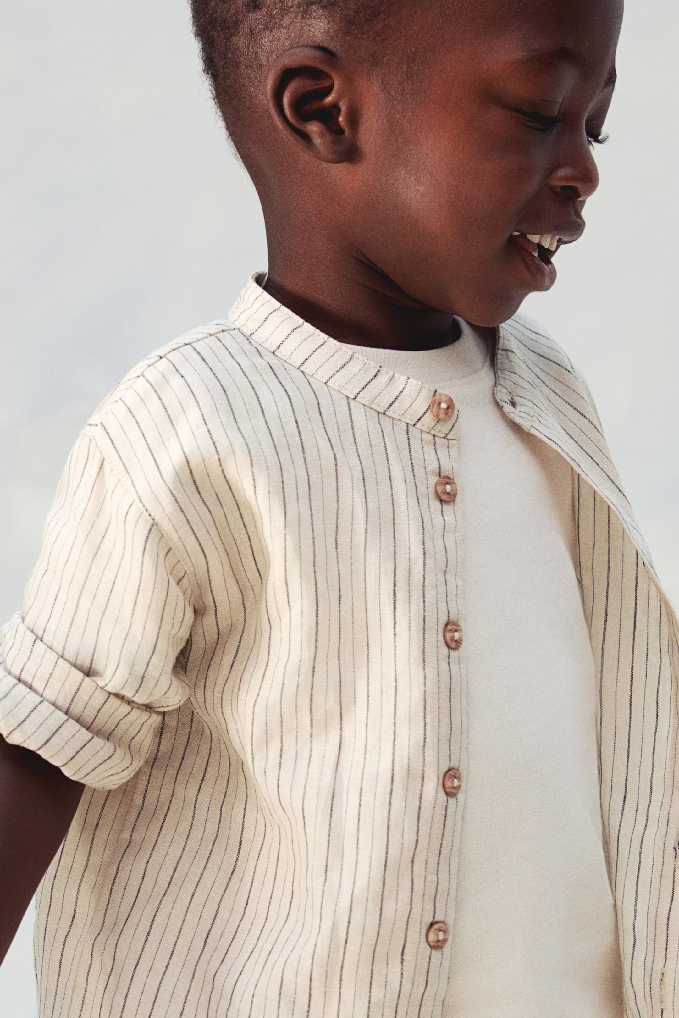 Linen-blend Band Collar Shirt | H&M (US + CA)